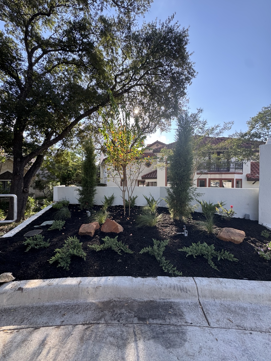 Front view of the completed planting bed