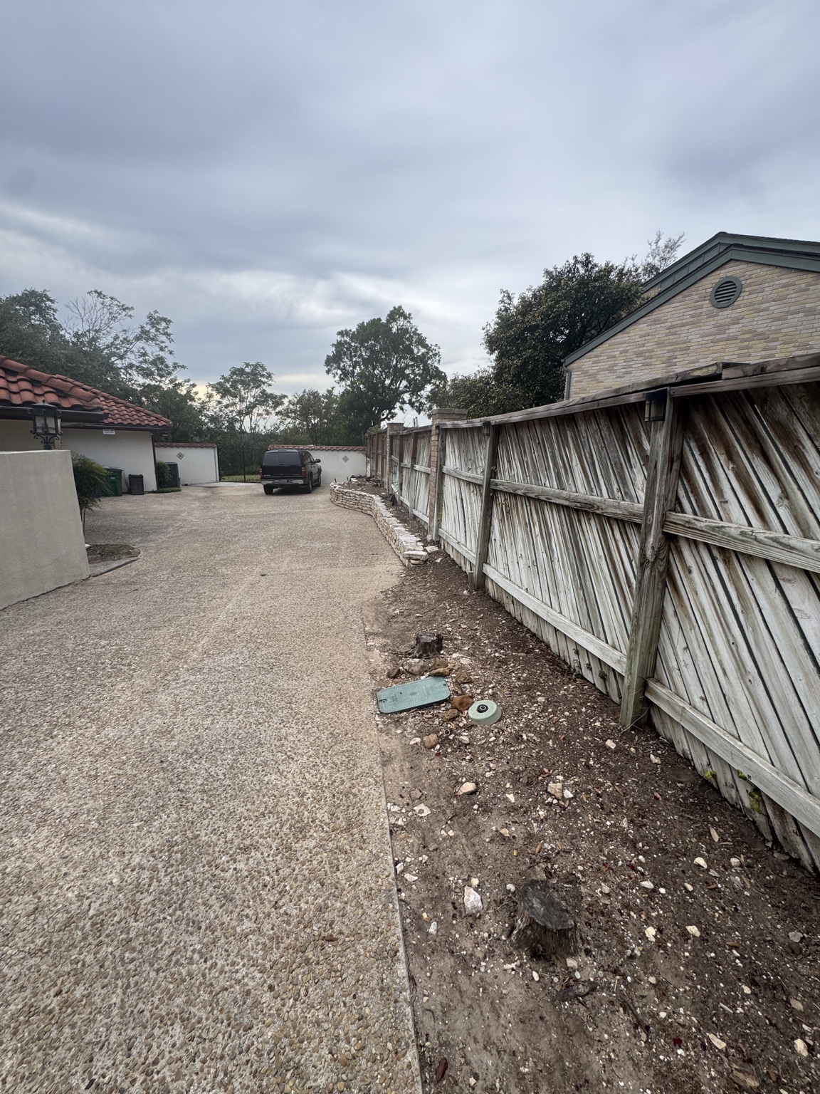 Driveway planting strip before replanting